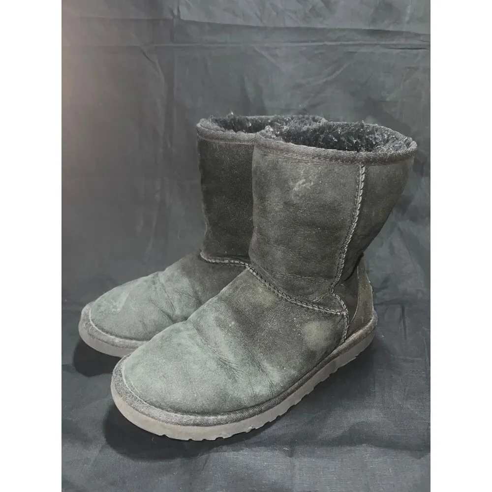 UGG Women Classic Tall II Grey Suede Winter Snow Boot Sheepskin Shearling Lining